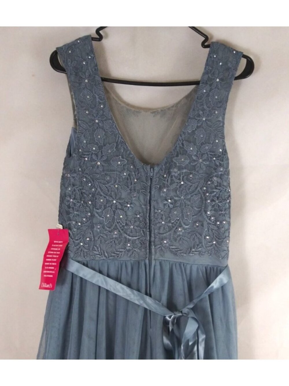 NWT Jodi Kristopher Sleeveless Sequined Tulle Skirt Formal Dress Size 14/15 - Picture 4 of 9